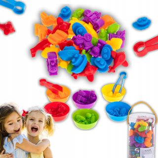Náučná sada 36 farebných montessori vozidiel - autá, rakety, lode
